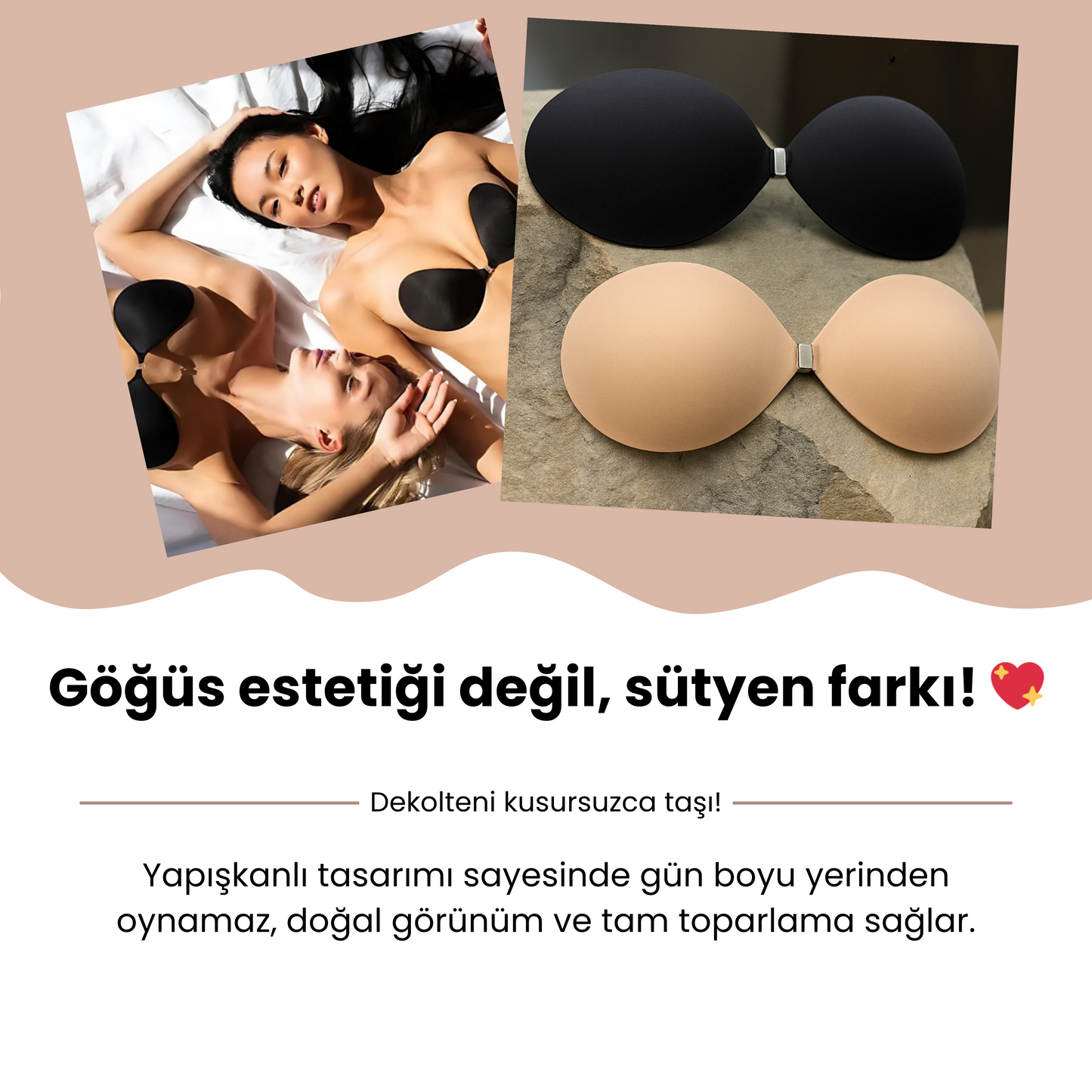 Önden Klipsli Askısız Yapışkanlı Sütyen